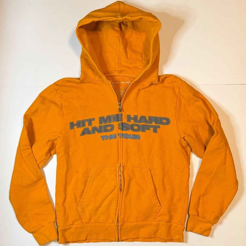 Billie Eilish Zip Up Hoodie Unisex Small Orange Hit Me Hard and Soft Tour Rare